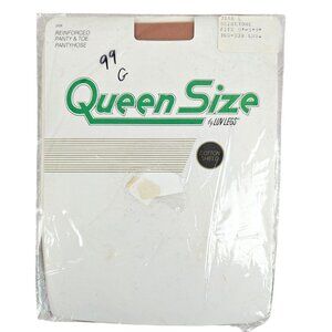 Luv Legs Queen Size Reinforced Panty & Toe Pantyhose Beige Fits 5-5.9" 165-230